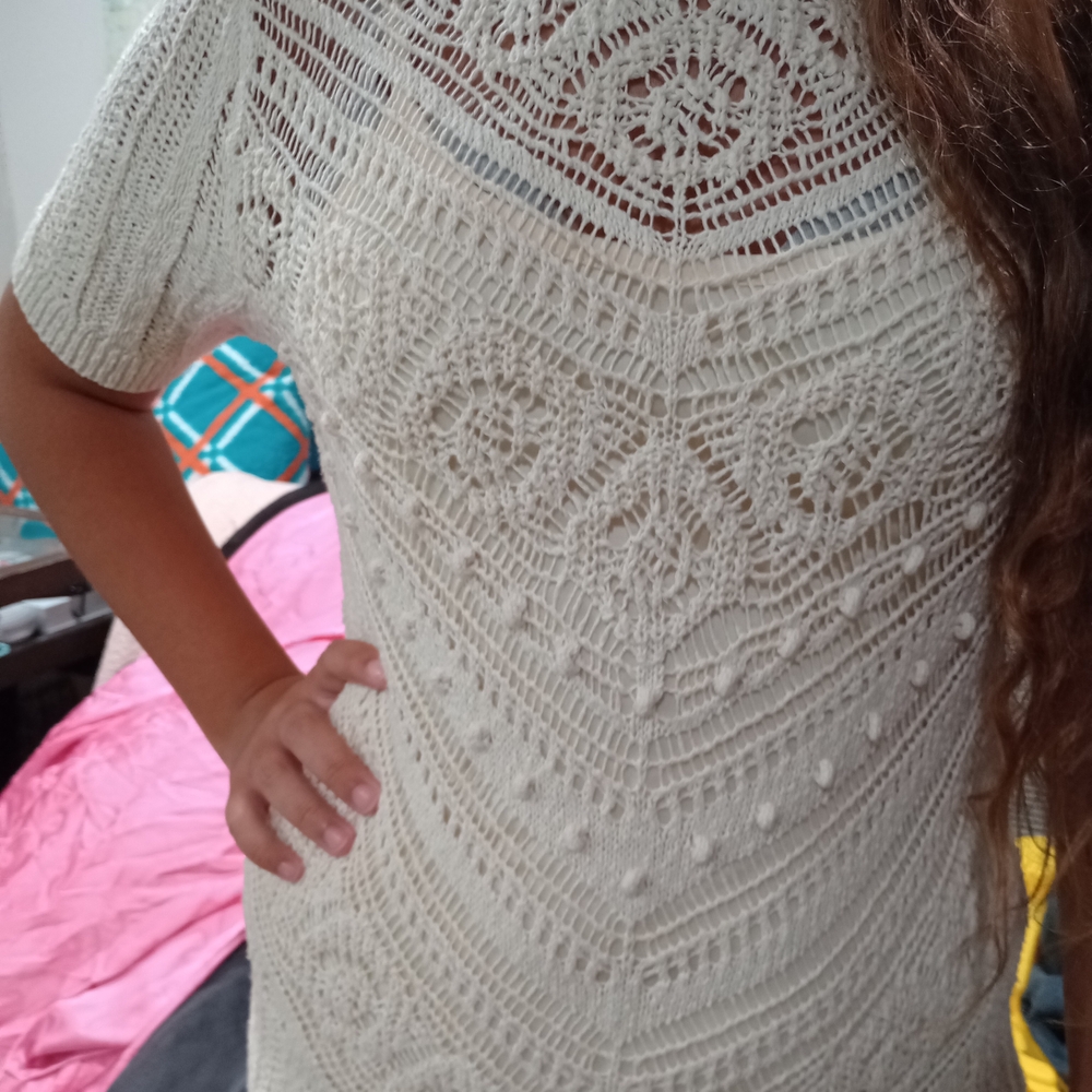 Mango Cream Cottage Core Crochet Dress MNG